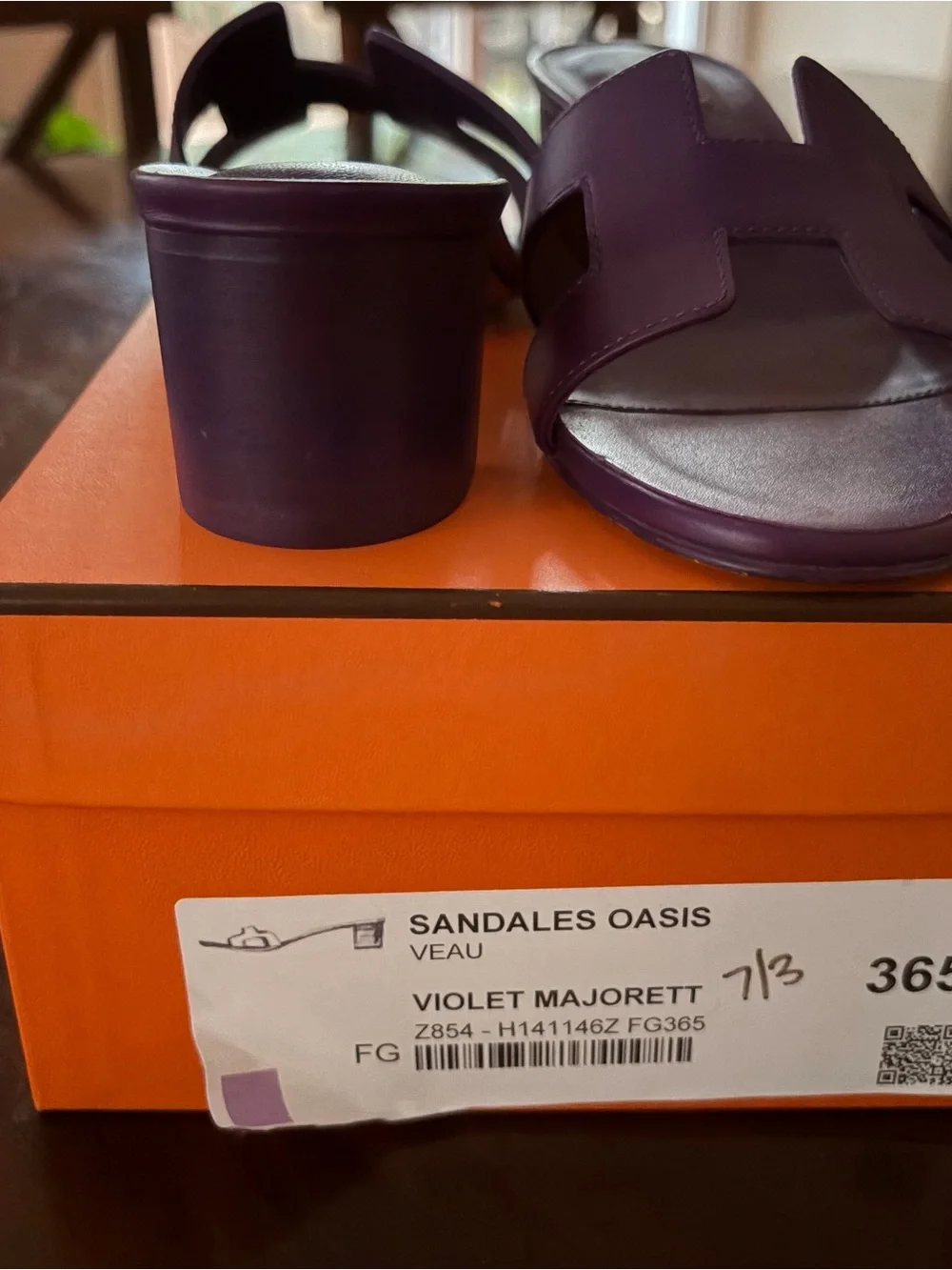 New Hermes Purple Leather Slide Sandals size 6.5 - Picture 5 of 5